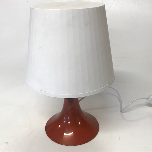 LAMP, Table Lamp - White Plastic w Orange Base (Small)